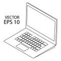 Open laptop drawn in isometry, Vector illustration.