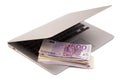 Open Laptop With Euro money Royalty Free Stock Photo