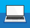 Open laptop front view with white display. Royalty Free Stock Photo