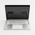 Open Laptop with Keyboard and Screen Reflected on White Background computer technology Royalty Free Stock Photo