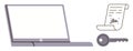 Secure Digital Agreements with Laptop, Signed Document, and Key for Authentication Royalty Free Stock Photo
