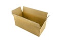 An open, large, rectangular cardboard box made of corrugated cardboard, isolated on a white background with a clipping path.