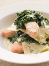 Open Lasagne of Salmon and Spinach Royalty Free Stock Photo