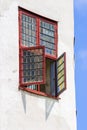 Open leaded windows in a castle Royalty Free Stock Photo