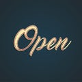 `Open` leather sign, vector illustration