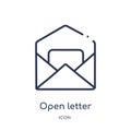 open letter read email icon from user interface outline collection. Thin line open letter read email icon isolated on white