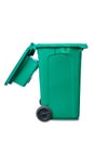 Open lid green garbage bin Royalty Free Stock Photo