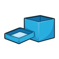 Open light blue cube box with lid on transparent background AI Generated Royalty Free Stock Photo