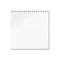 Open lined realistic notepad notebook with spiral is isolated on white background.