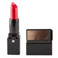 Open lipstick in a black case in a mirror Royalty Free Stock Photo