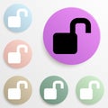 open lock badge color set. Simple glyph, flat vector of web icons for ui and ux, website or mobile application Royalty Free Stock Photo