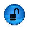 Open lock icon on classy splash blue round button illustration Royalty Free Stock Photo