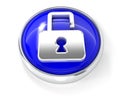 Open lock icon on glossy blue round button Royalty Free Stock Photo