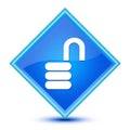 Open lock icon isolated on special blue diamond button illustration Royalty Free Stock Photo