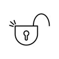 Open lock icon. Simple line style for web template and app. Security, black, business, button, code, computer, element Royalty Free Stock Photo