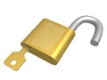 The open lock with key.