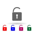 Open lock multi color icon. Simple glyph, flat vector of web icons for ui and ux, website or mobile application Royalty Free Stock Photo