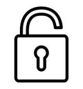 Open lock outline icon. Security symbol. Vector illustration isolated on white