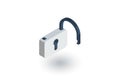 Open lock, password, access isometric flat icon. 3d vector