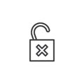 Open lock reject outline icon