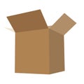 Open long cardboard box for mail or for moving, isolated object on white background, vector illustration Royalty Free Stock Photo