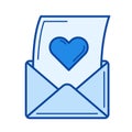 Open love letter line icon.