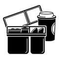 Open lunch box icon, simple style