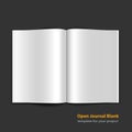 Open magazine double-page spread with blank pages. Royalty Free Stock Photo