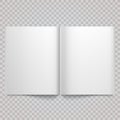 Open magazine double-page spread with blank pages. Isolated white paper Vector white blank magazine spread Royalty Free Stock Photo