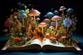 Open magical book that contains fantastic stories, Reading books and literature allows you to plunge into world of