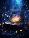 Open magical book that contains fantastic stories, Reading books and literature allows you to plunge into world of