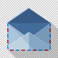 Open mail envelope icon in flat style on transparent background Royalty Free Stock Photo