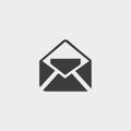 Open mail icon in a flat design in black color. Vector illustration eps10 Royalty Free Stock Photo