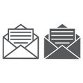 Open mail line and glyph icon, envelope and letter Royalty Free Stock Photo