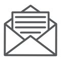 Open mail line icon, envelope and letter, email