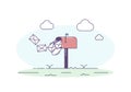 Open mailbox allowing mail envelop letters inside. Vector trendy illustration