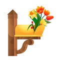 open mailbox and a bouquet of flowers inside