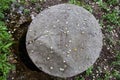 Open manhole with concrete cover Royalty Free Stock Photo