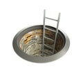 Open manhole with a ladder inside Royalty Free Stock Photo