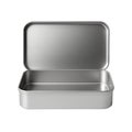 Open Metal Tin Box, Empty Rectangular Container Royalty Free Stock Photo