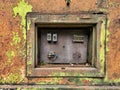 Open metalic and rusted fusebox