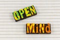 Open mind idea think creative imagination inspiration knowledge success acceptance Royalty Free Stock Photo