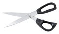 Open modern dressmaker shears with black handles Royalty Free Stock Photo