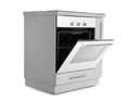 Open modern electric oven on white background Royalty Free Stock Photo