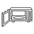 Open modern microwave icon, outline style