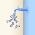 Open Money Faucet Passive Income Illustration Royalty Free Stock Photo