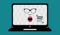 Open Mouth And Glasses On Computer - Discount Concept On Laptop - Editable Vector Illustration Royalty Free Stock Photo
