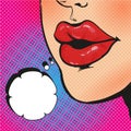 Open mouth and Message in pop art style, promotional background Royalty Free Stock Photo