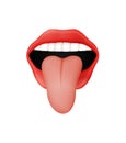 Open mouth with red lips and protruding tongue