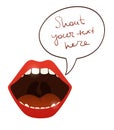 Open mouth with speak bubble Royalty Free Stock Photo